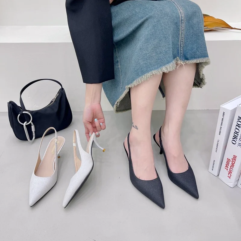 

2022 New Summer Sandals Women Shoes High Heels Ladies Female Buckle Genuine Leather Pumps Cover Toe High Heels Sexy Women Shoes