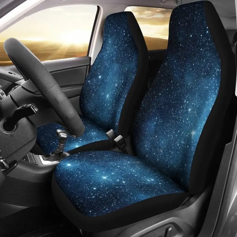 

Outer Space Stars Black Blue Car Seat Covers Pair, 2 Front Car Seat Covers, Seat Cover for Car, Car Seat Protector, Car Accessor