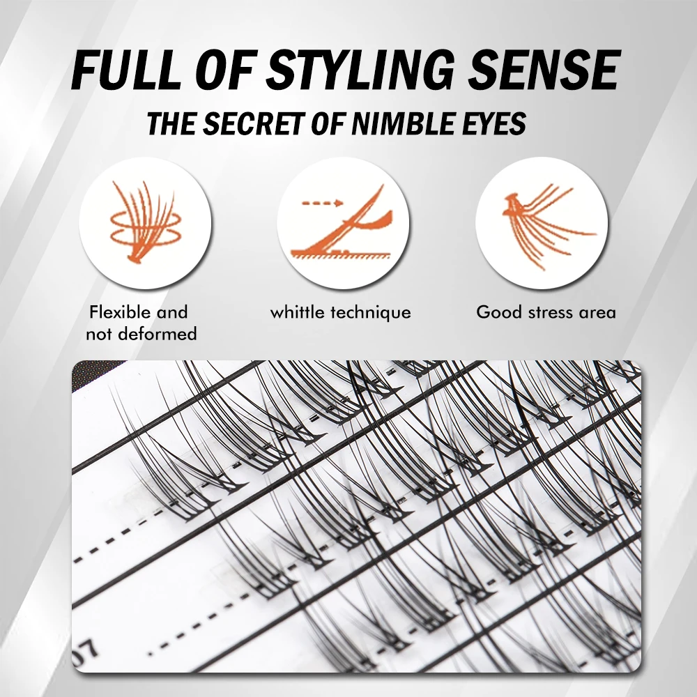 ETVITE Манга Настраиваемые Накладные Ресницы Ручной Работы Смешанные Длинные