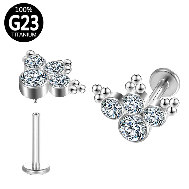 Septum G23 Titanium Lip Piercing Stud Cartilage Tragus for Women Accessories Helix Zircon Body Earrings Labret Earrings Jewelry
