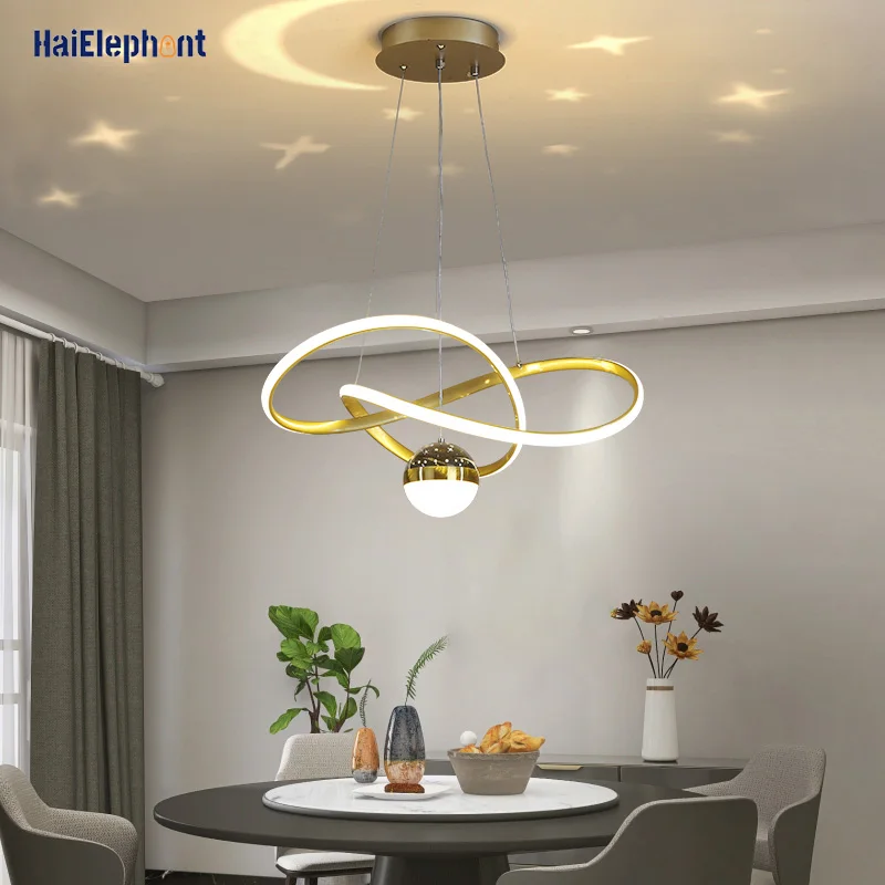 

Modern LED Pendant Lights With Projection Lamp Ball For Living Dining Room Bedroom Kitchen Hanging Lamps Indoor Lighting Fixture
