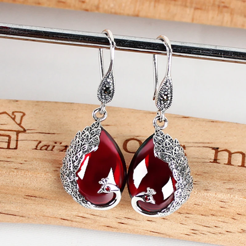 

Женские серьги из серебра 100% пробы, в форме павлина