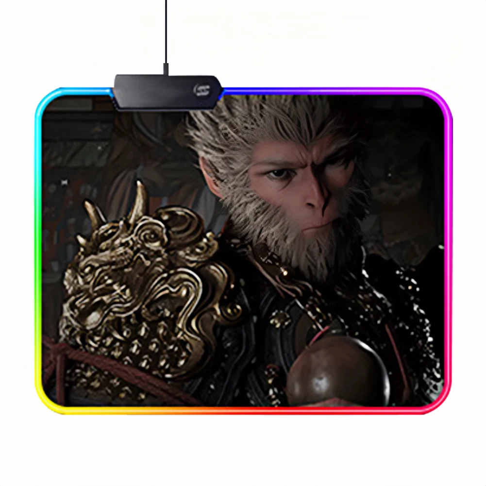 Большой игровой коврик для мыши Black Myth WuKong светодиодный клавиатуры нескользящий
