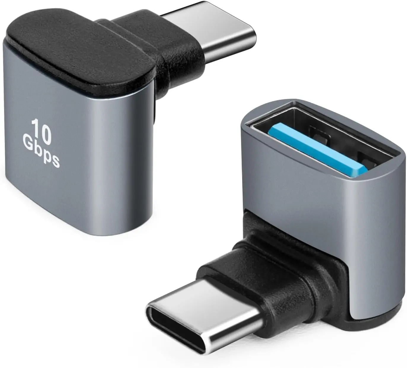 Фото 90-градусный адаптер USB C к USB 3.1 OTG, прямоугольный адаптер типа C к USB, передача данных 10 Гбит/с для смартфонов, планшетов, ноутбуков №1