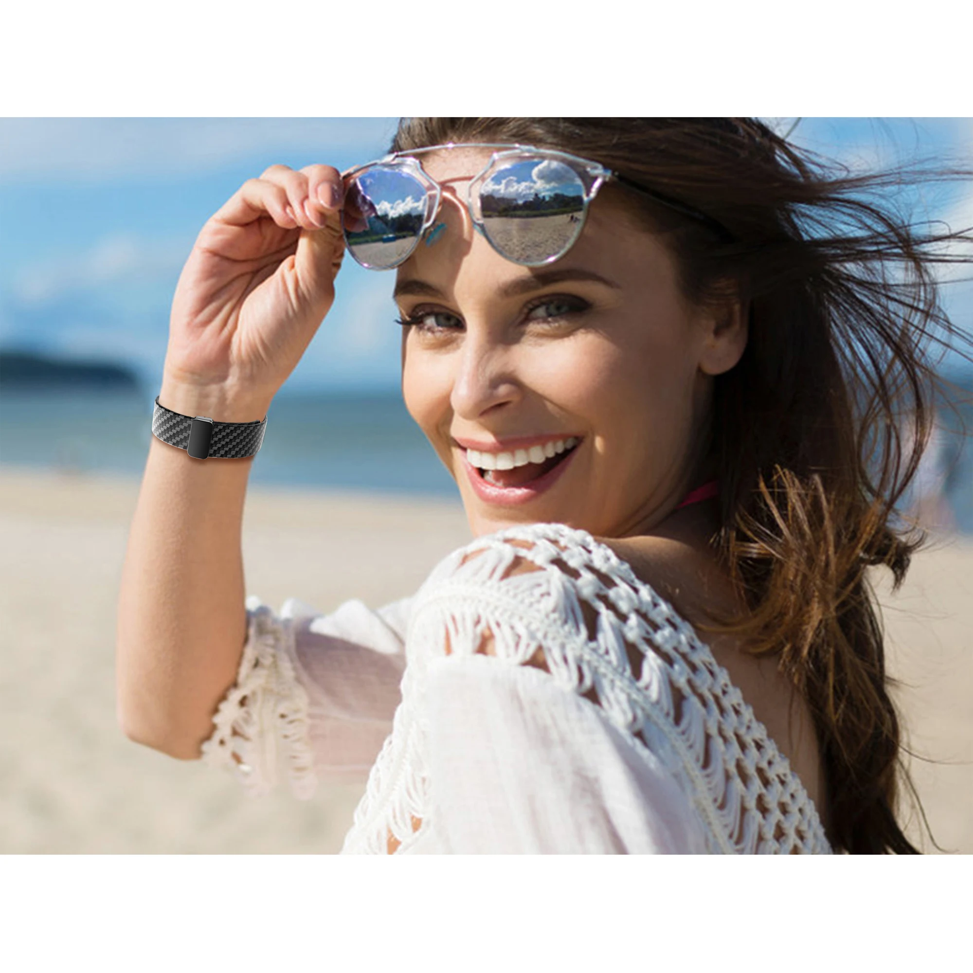 Magnetic Straps for Galaxy Watch 5 Pro 45mm/Galaxy Watch 4 5 44mm 40mm Silicone Strap Carbon Fiber Texture Print Luminous Band