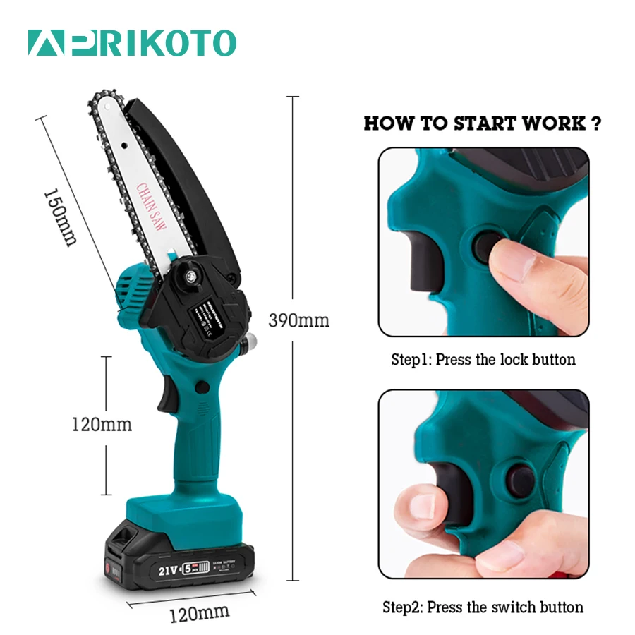 Мини-электрическая бензопила 6-дюймовая APRTIIKOTO для дома DIY древесина пила