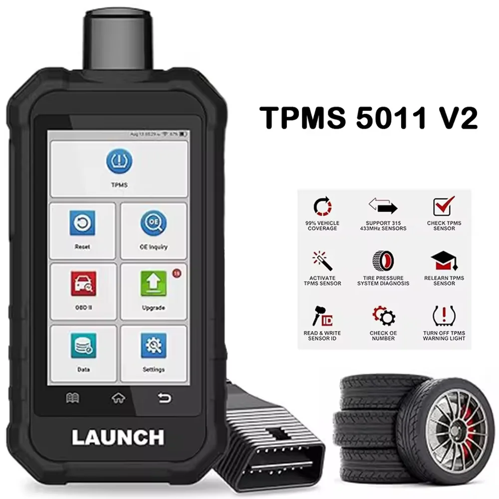 Фото LAUNCH X431 Creader TPMS 5011 V2 Датчик программирования давления в шинах Сканер Поддерживает все 315/433 МГц с 12 сервисными функциями №1