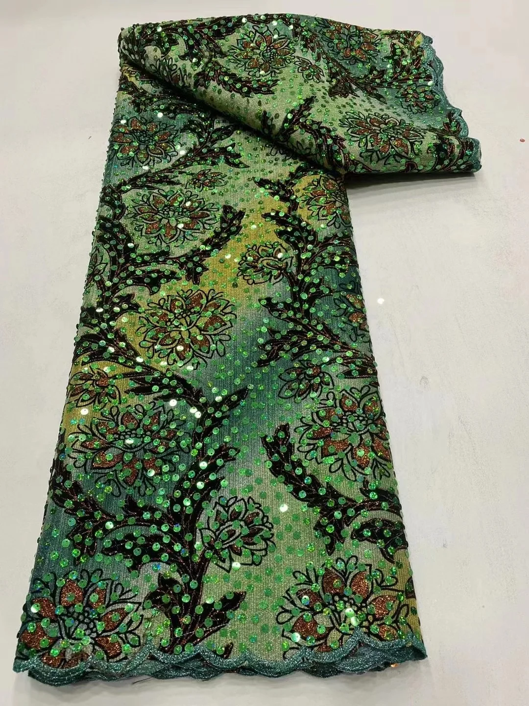 

african sequin lace fabric 2022 Nigerian Tulle Sequence Lace Fabric High Quality Lace For Wedding Dress 5 Yards