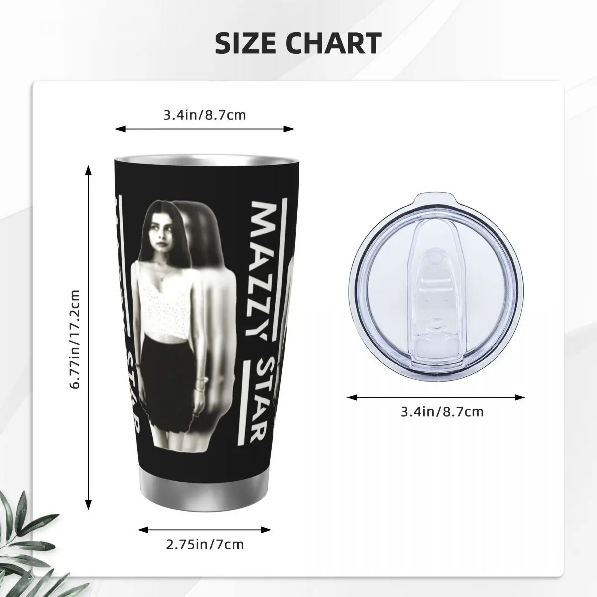 Изолированный стакан 90s Rock Mazzy Star с крышкой для соломинок Термокружка в стиле панк