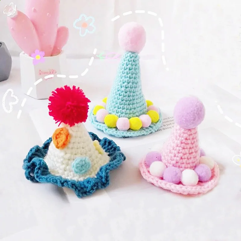

Dog Cat Birthday Hat Cute Ice Cream Knitted Wool Hat for Dog Party Pet Accessories