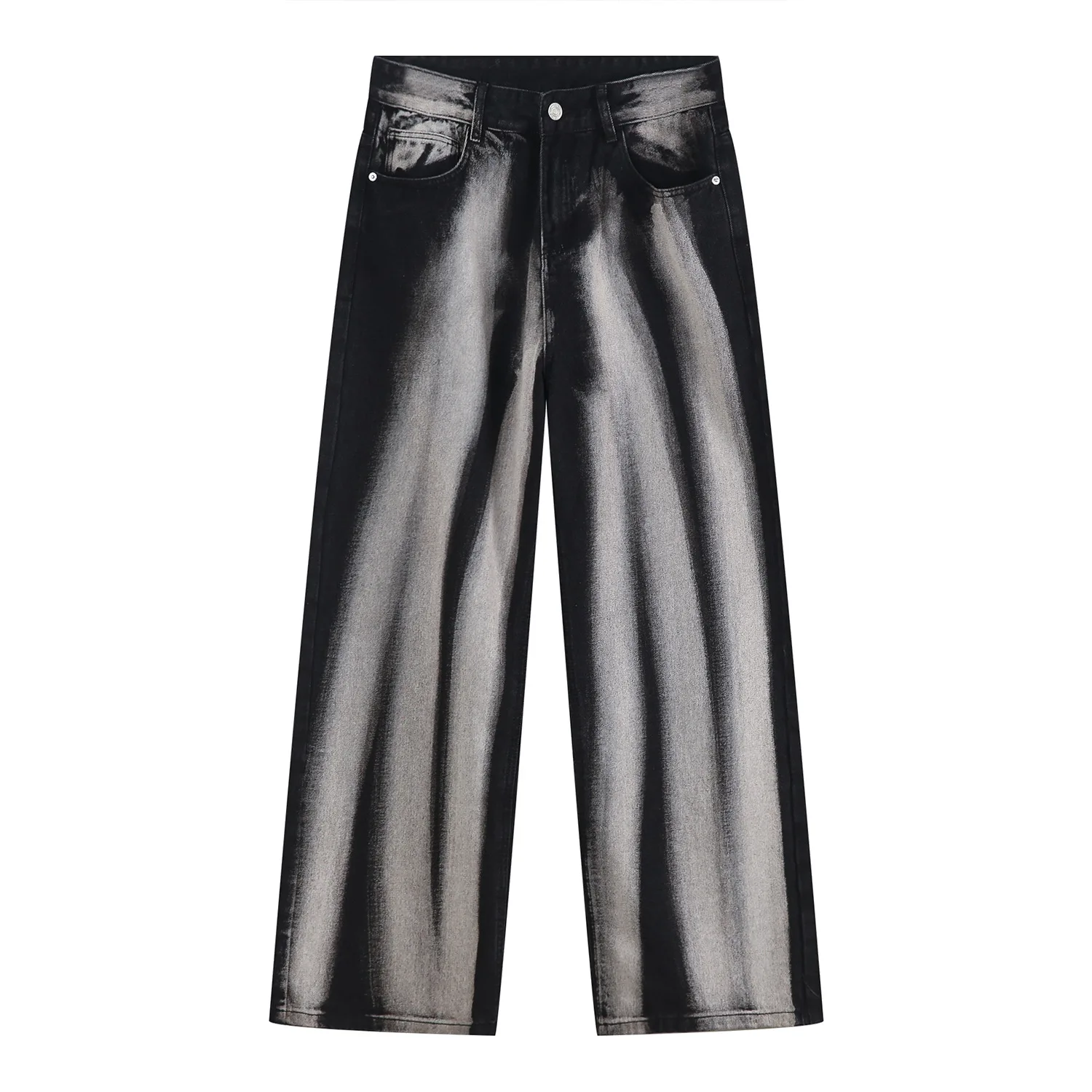 Four Seasons Men's Korean Loose Tie Dye Contrast Color Straight Loose Men's Jeans Hip Hop Streetwear Jeans Denim Mens Pants