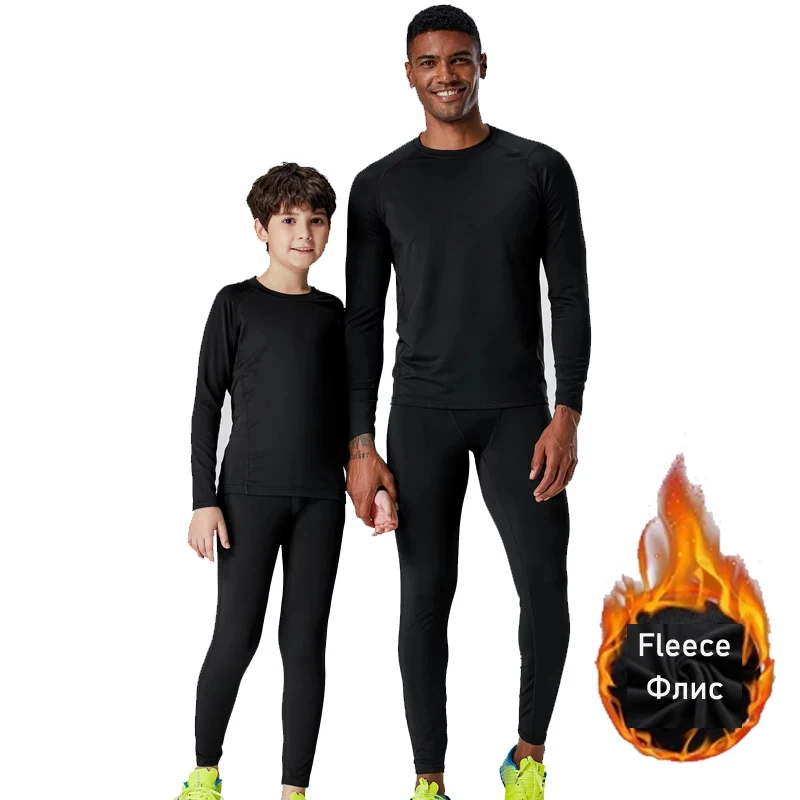 Sports Thermal Underwear Men Tights Running Shirts Compression Leggings kids Clothing Winter First layer Jogging skin care kits