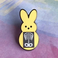 cute cartoon peep bunny hard enamel pin funny horror rabbit skull metal brooch animal badge jewelry accessory easter gift