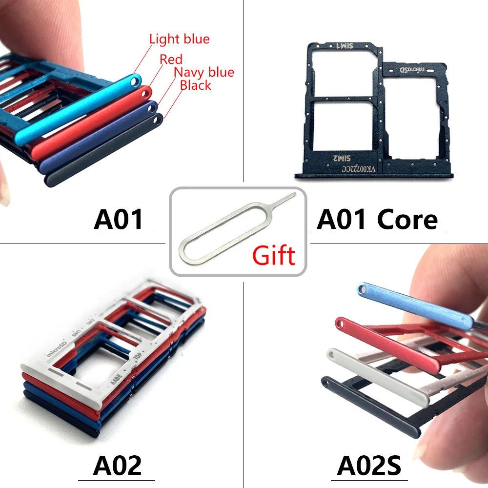 

10Pcs Mobile Phone Sim Card Socket Slot Tray Reader Holder For Samsung Galaxy A01 A01 Core A02 A02S Sim Port Tray Spare Parts
