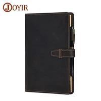JOYIR Genuine Letaher Journal Notebook 5.9x8.7 inches Bound Travel Daily Notepad with Card Holder for Men Women 80 Kraft Pages