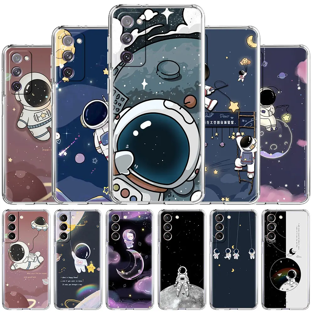 

Clear Case For Samsung Galaxy S22 S20 FE S21 S10 S9 Plus Note 20 Ultra 10 Lite Transparent Phone Shell Star Astronaut Cute