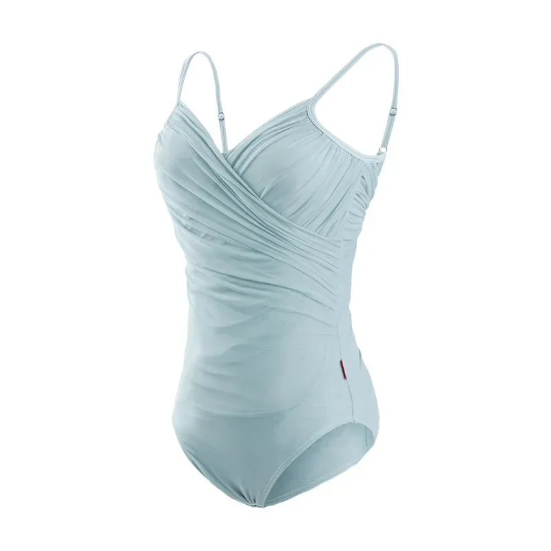 Женское трико для танцев балетное Плиссированное боди с V-образным вырезом