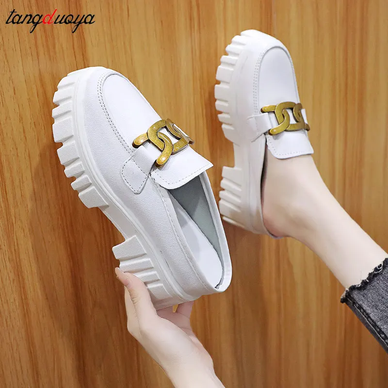 

Шлепанцы женские на платформе, резиновая подошва, круглый носок, плоская подошва, лоферы, танкетка, удобная повседневная Летняя обувь