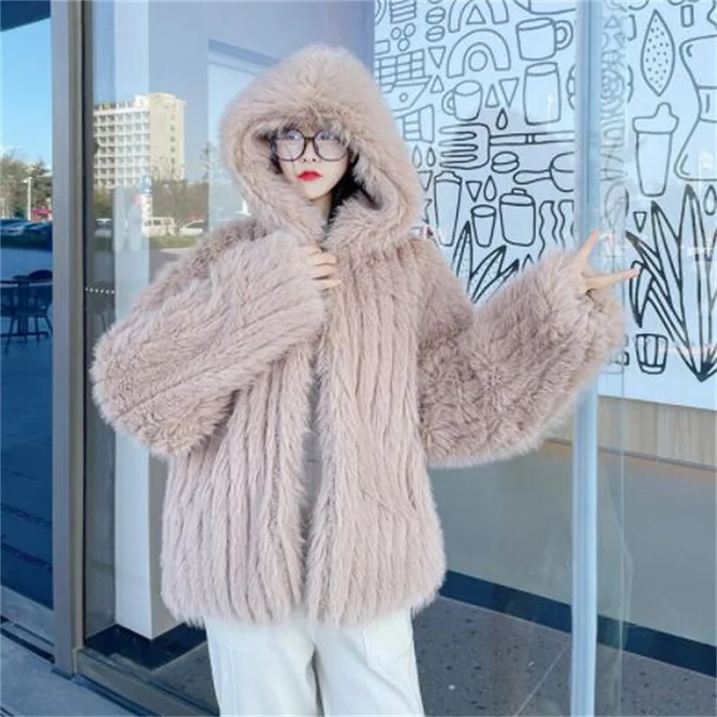 Winter imitation fur coats womens clothes pink korean warm loose thicken jacket пальто женское зима manteau femme hiver white