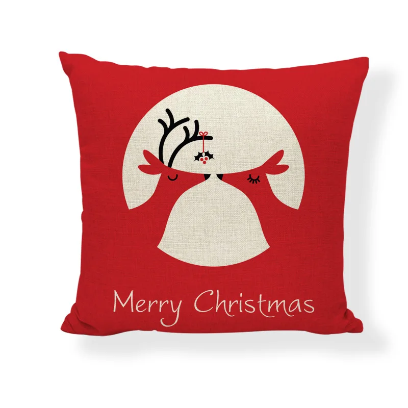 

2022 Fashion Christmas Linen Pillowcase Red Series Santa Claus Pillow His Sofa Decoration Pillowcase