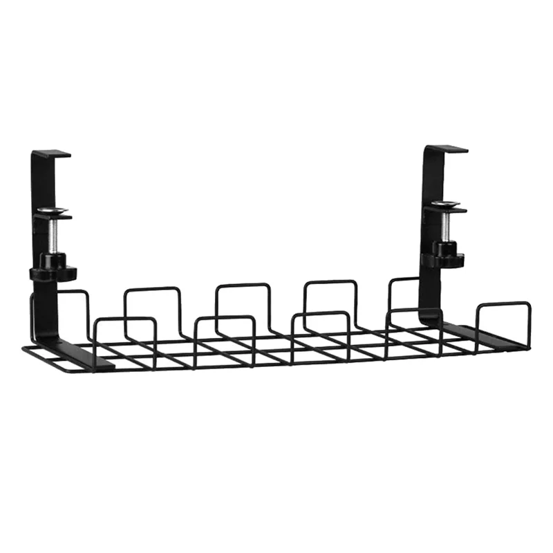

No Drilling Under Desk Cable Management, 1 Piece Metal Under Desk Cable Management with High Capacity,40x13.5x15cm