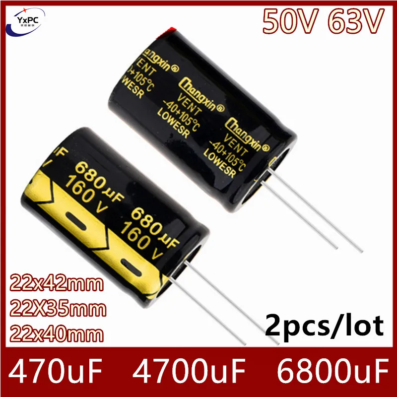 

2pcs 50V 63V aluminum electrolytic capacitor 6800uF 4700uF 470uF 22x42mm 22X35mm 22x40mm