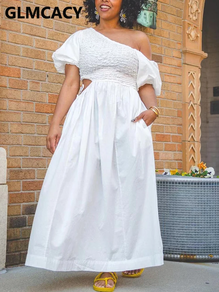 

Women Short Sleeve Skew Neck Cut Out Maxi Dress Sweet Party Dress
