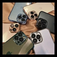 straight edge electroplating transparent silicone case for iphone 11 12 13 pro max mini 7 8 plus xr x xs max anti shock bumper b