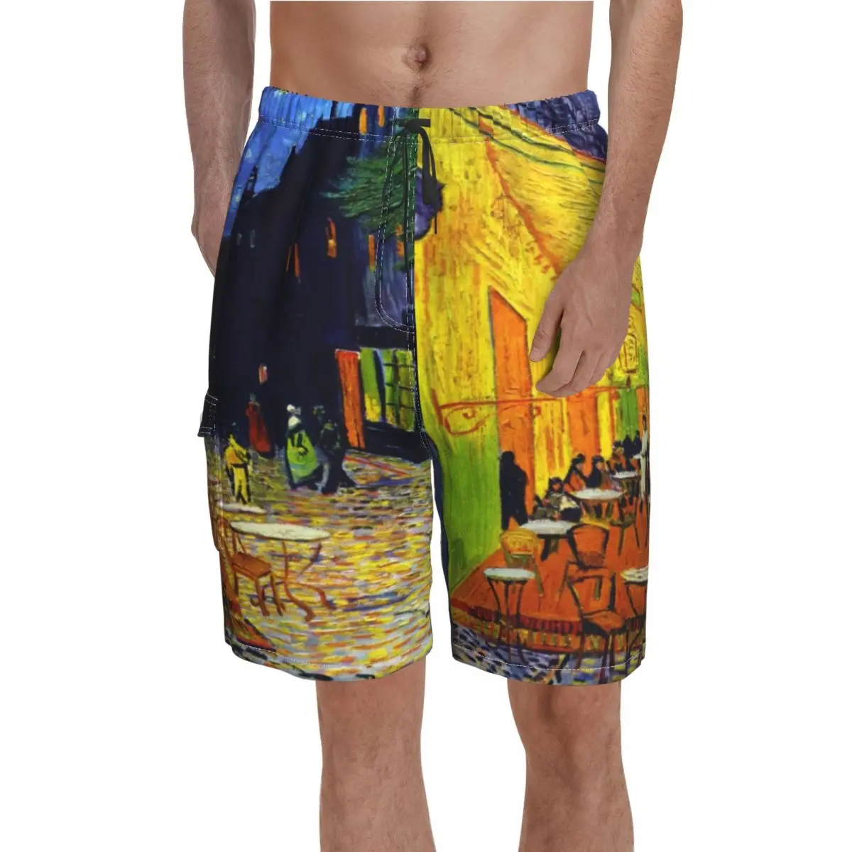 

Van Gogh Board Shorts Cafe Terrace at Night Board Short Pants Hot Sale Male Pattern Design Swim Trunks Big Size 2XL