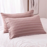 three layer thickened cotton gauze pillowcases 2pcs high grade fabric soft breathable pillow cover solid striped bed home decor