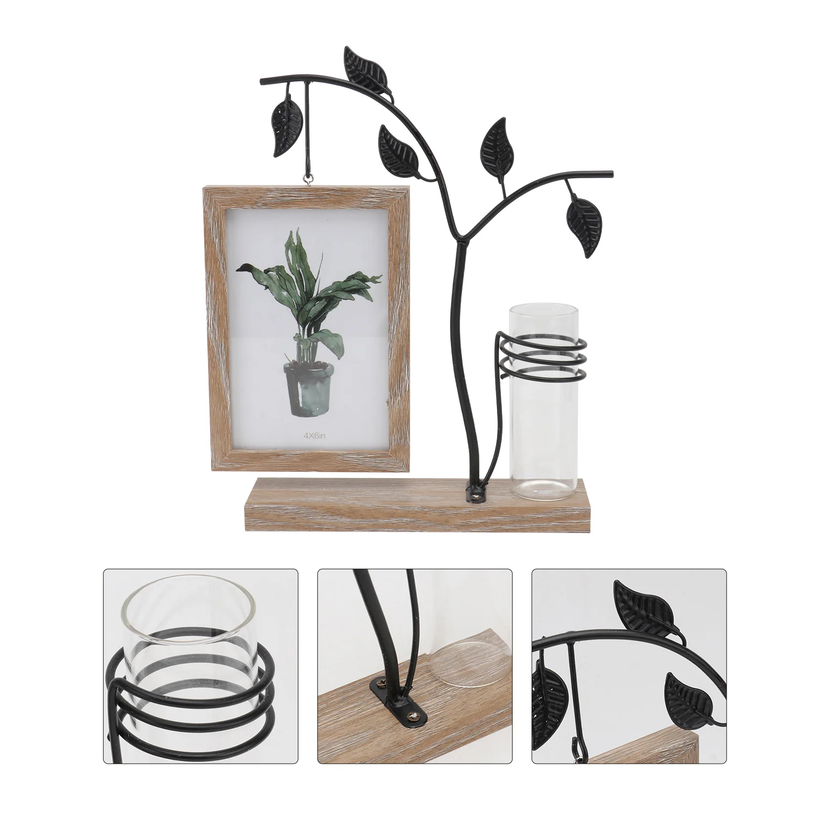 

Photo Frame Display Iron Mothers Wood Tool Adornment Household Picture Craft Decor Life Tree Frames Day Rustic Vase Tube Test