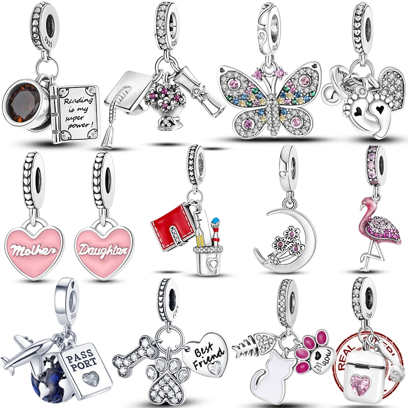

Silver Color Racer Agent Shield Guitar CZ Dangle Pendant Charm Bead Fit Original Bracelet Necklace for Child Gift DIY Making