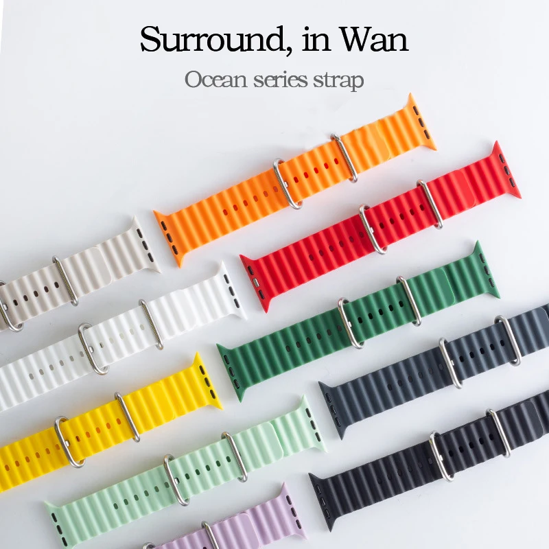 Ocean strap For Apple watch band Ultra 49mm 45mm 44mm 40mm 41mm 42mm 49 45 mm silicone bracelet iWatch series 7 6 3 se 8 5 4 3