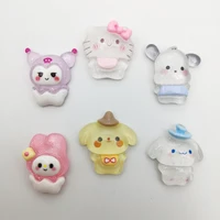 6pcs diy anime sanrio patch kuromi hello kittys cute beauty kawaii cartoon resin accessories material package toys for girl gift