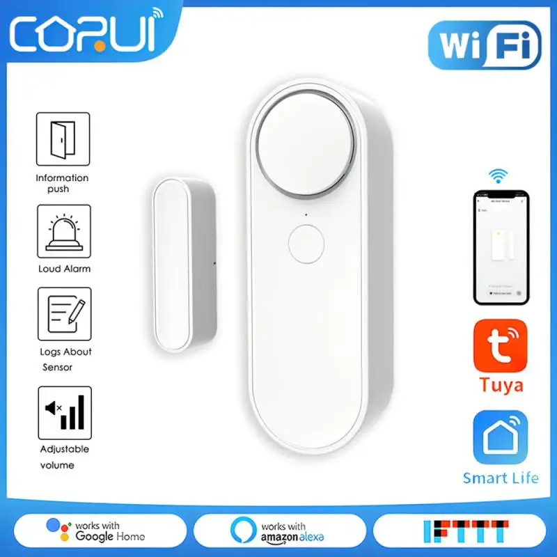 

Tuya Door Sensor WiFi Door Window Sensor Door Magnetic Intrusion Sound Volume Adjustable Alarm Detector Smart Life APP Alexa