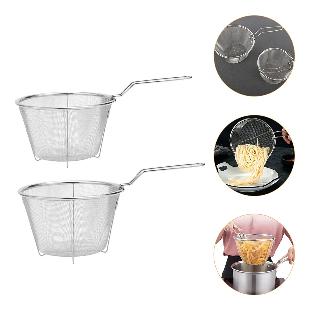 

Basket Fry Frying Strainer French Baskets Fryer Chips Friesskimmer Mini Mesh Wire Handlepasta Deep Fried Net Serving Stainless
