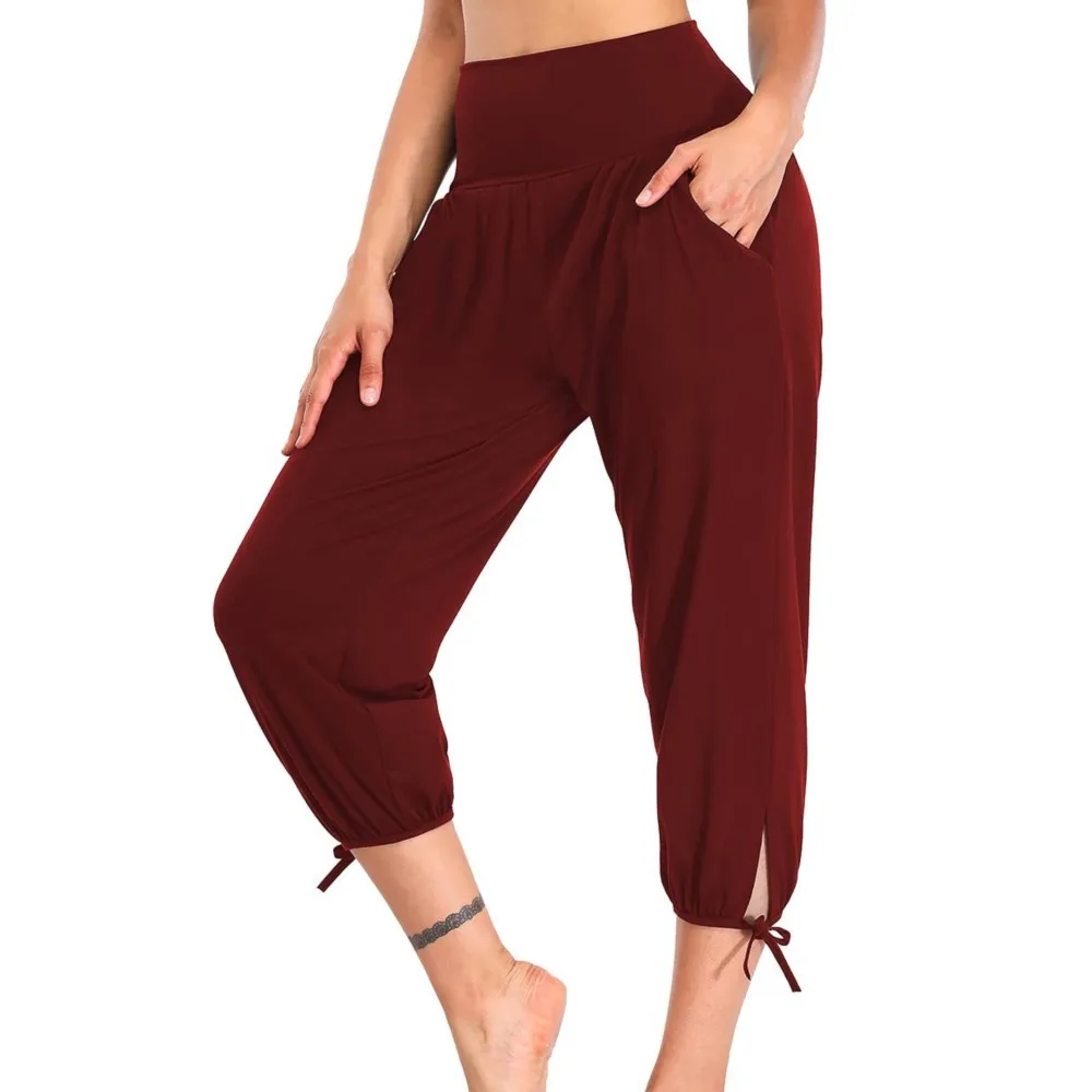 damskie spodnie do jogi luźna w pasie kieszeń łączenie dorywczo dzianinowe joggingu damska odzież sportowa Pantalones De Mujer
