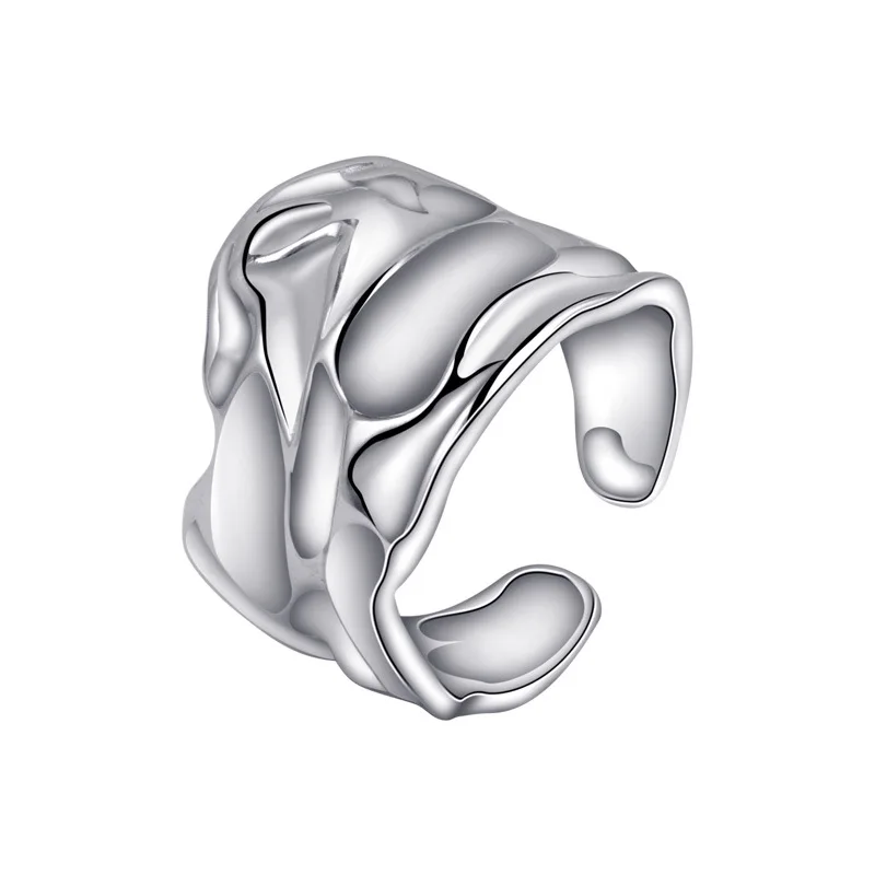 

2023 Hot Selling S925 Sterling Silver Irregular Texture Retro Cool Style Small Design Sense Open Ring