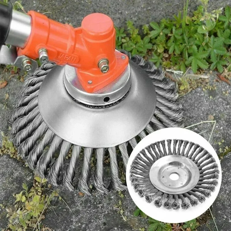 

150mm Steel Wire Wheel Garden Weed Brush Lawn Mower Grass Eater Trimmer Brush Cutter Tools Garden Grass Trimmer Head Weed Brush