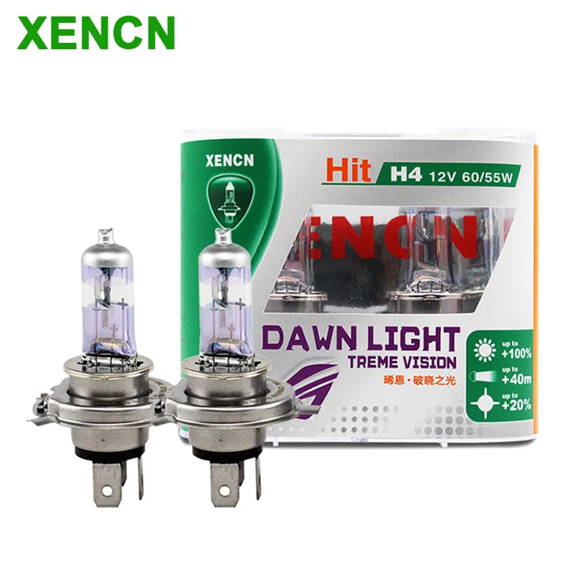 

XENCN H4 HB2 9003 Halogen Dawn Light TREME VISION 12V 60/55W Car Original Headlight 3800K Warm White 100% Brighter, Pair