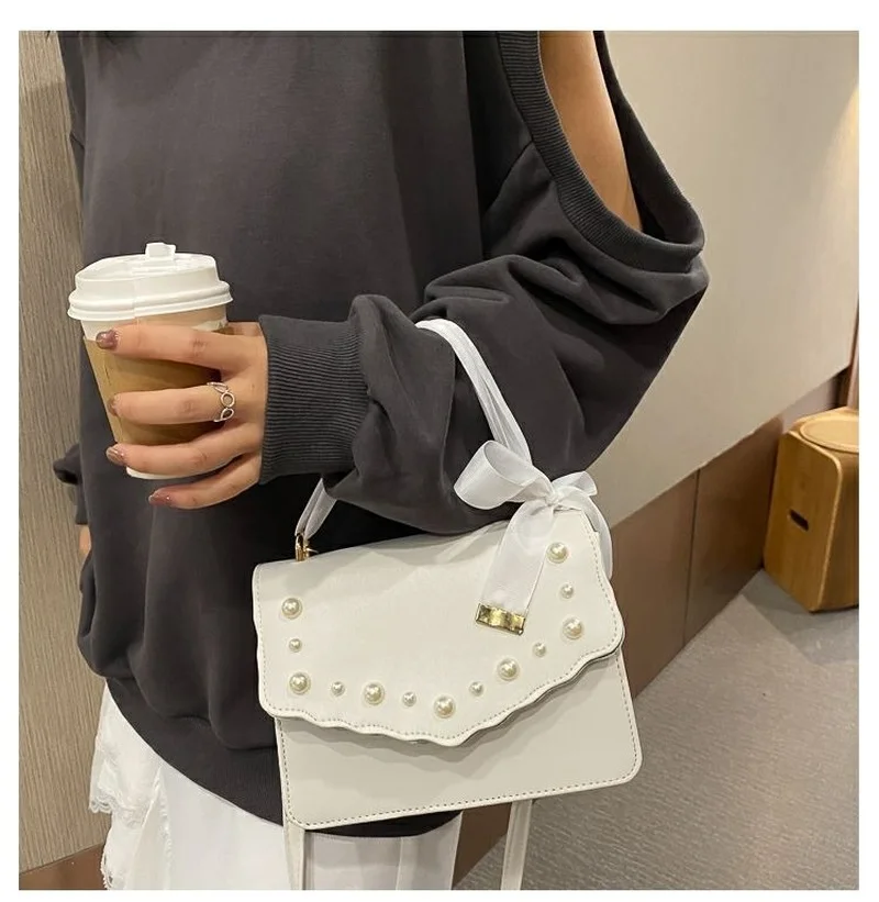 

MBTI Luxury Pearl Shoulder Bag Ladies 2022 Spring Summer Fashion Beaded Tote Bag for Women Free Shipping Sac De Luxe Femme