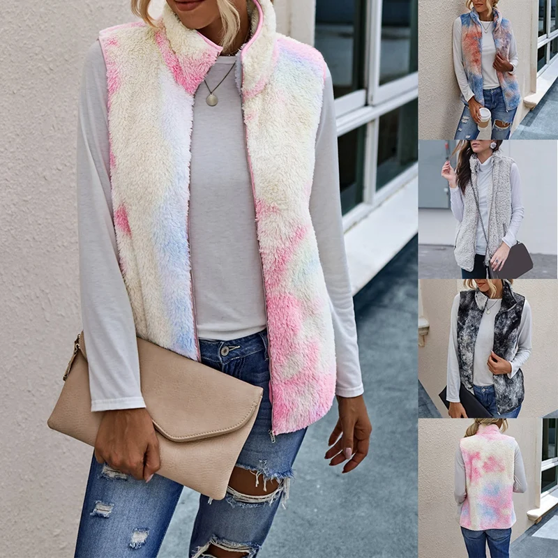 

Новинка, Женский плюшевый жилет, приталенная куртка на молнии с карманами, Женский Повседневный Кардиган на осень и зиму, пальто