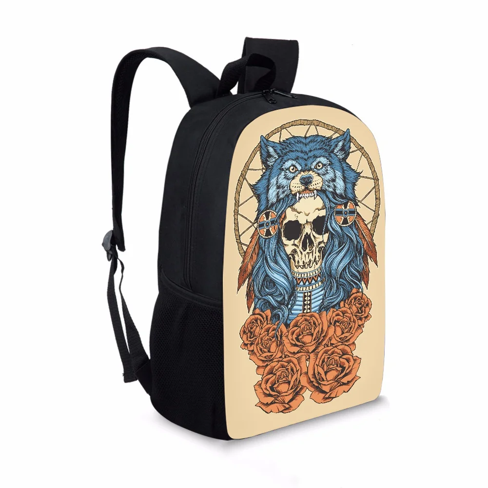 2022 Trend Skull Wolf Totem Design Boys School Bags Cool Mochilas Escolares Personalized Students Book Backpack Free Shipping
