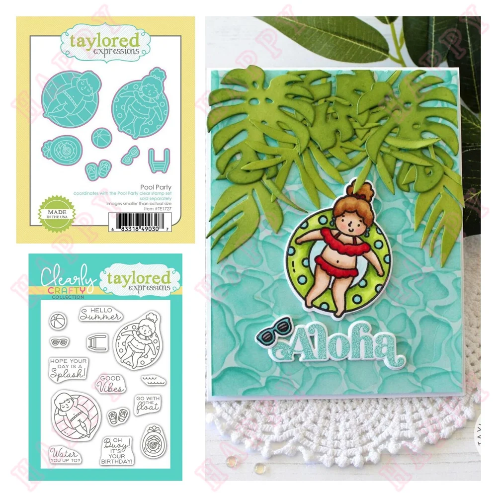 

New Pool Party Metal Cuts Dies and Stamps Envelope Lace Scrapbook Diy Paper Craft Decoration Craft Card Mould for 2022 Arrival