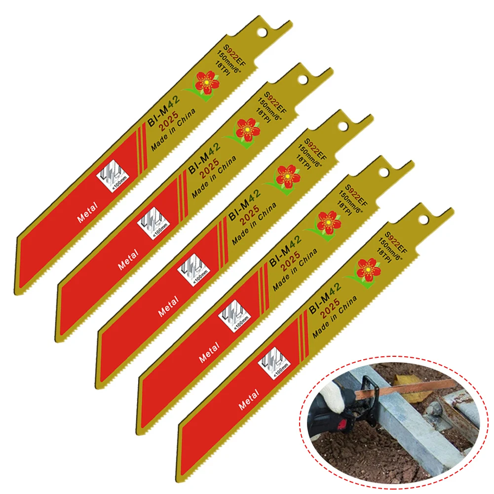 5 шт. 152 мм S922EF биметаллические лезвия пилы сабельная пила набор лезвий для металлической прокладки трубы профиль режущие ручные инструмент...