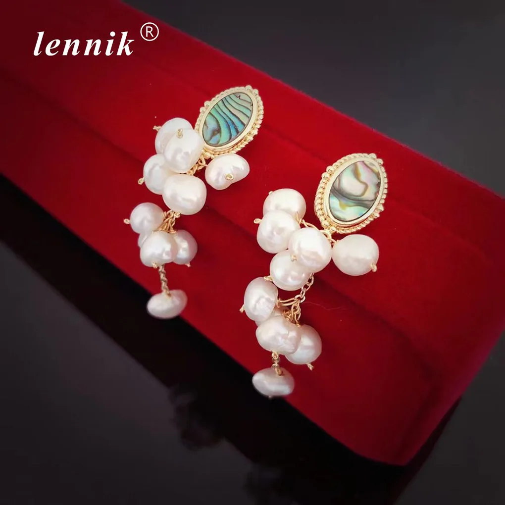 

New Handmade Fashion Trend Simple Symphony Abalone Pearl Stud Earrings