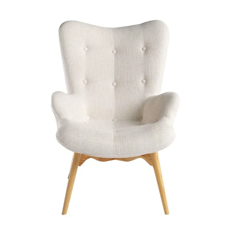 

Armchair 5023 Angel Cerdá-fabric upholstered chair with capitoné and ash wood legs structure.