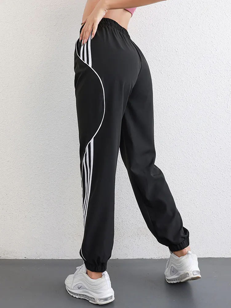 Quick Dry Running Pants Women Pocket Drawstring Loose Fitness Yoga Gym Sports Pants Plus Size S-4XL Jogging Sweatpants