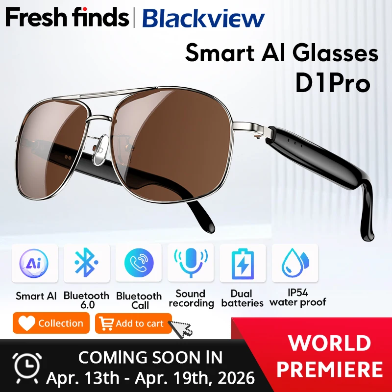 Фото 【Мировая премьера】Умные очки Blackview D1 Pro с ИИ, IP54, Bluetooth, функцией звонков, открытым звуковым полем, голосовым помощником и защитой от УФ-излучения №1