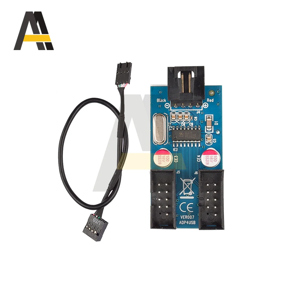 

Motherboard USB 9Pin USB 2.0 Female Black Interface Header Splitter 1 To 2 Extension Cable Adapter 9-Pin USB HUB Connectors